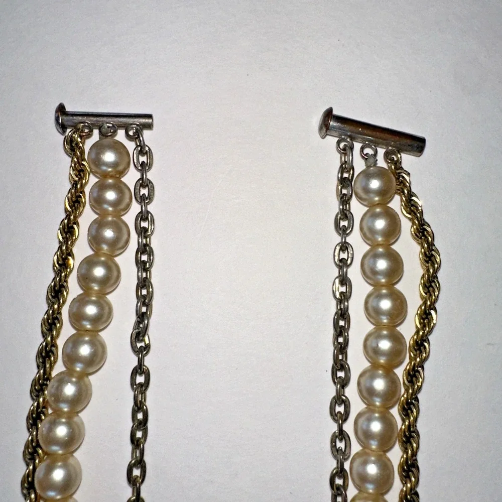 Unbranded Statement Necklace Women OS Gold Silver Pearl Black Crystal Excellent
